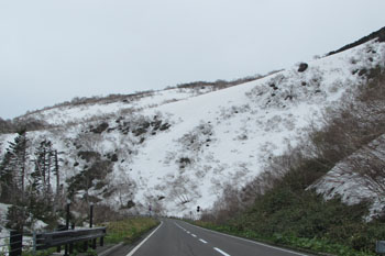 写真②峠路に雪がいっぱい
